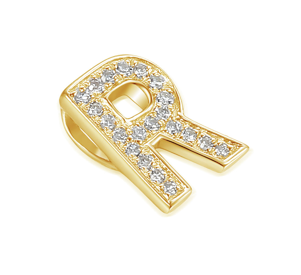 9ct Gold Initial Diamond Pendant Necklace in 9ct Yellow or 9ct White Gold