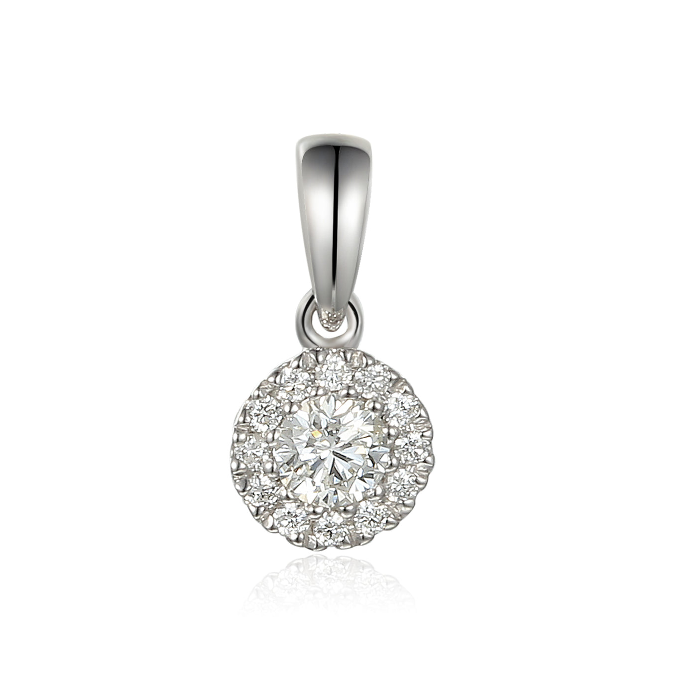 9ct White Gold Diamond Cluster Birthstone Pendant with Chain