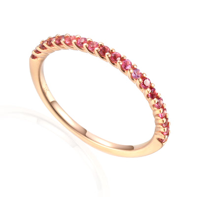 9ct Rose Gold Pink Tourmaline Half Eternity Ring