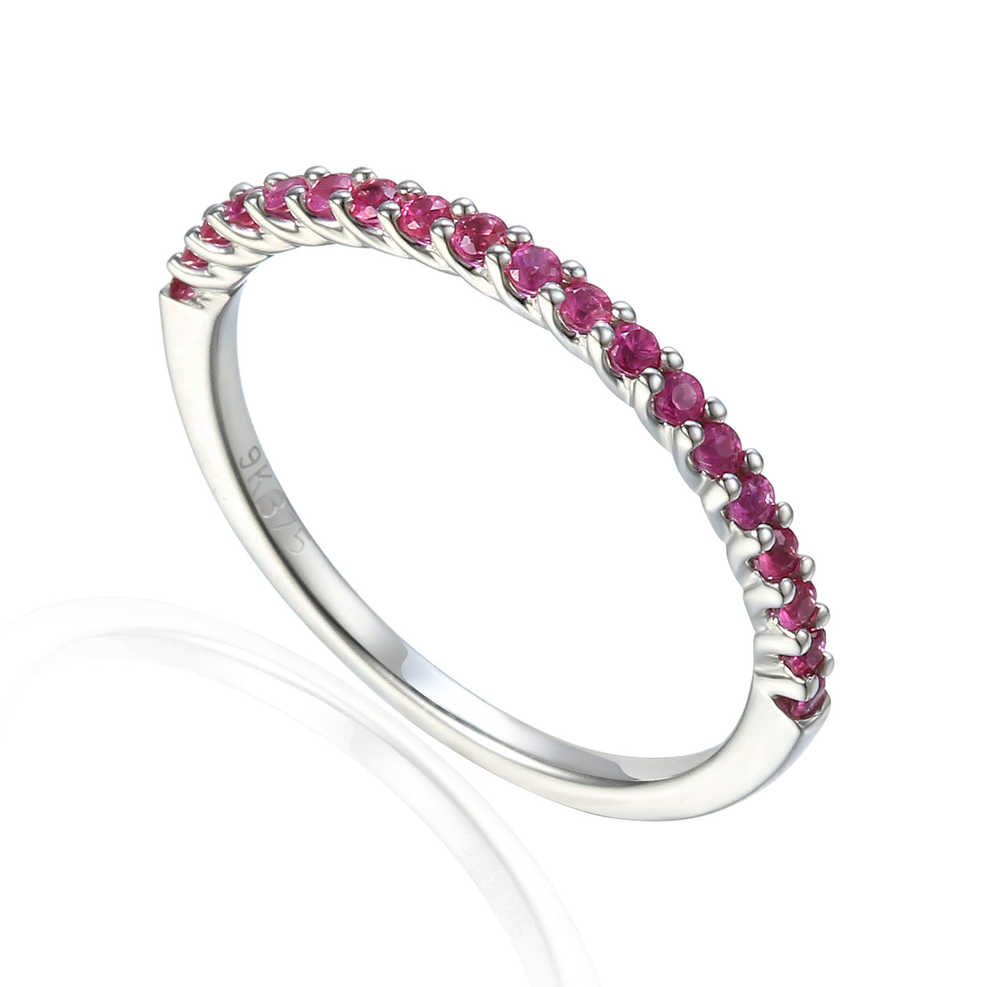 9ct White Gold Pink Sapphire Half Eternity Ring
