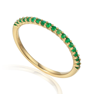 9ct Yellow Gold Emerald Half Eternity Ring