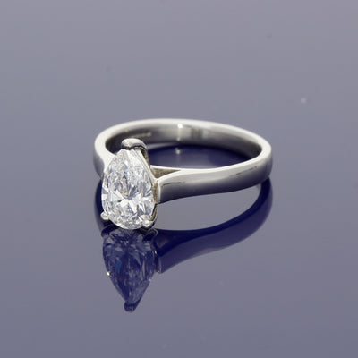 Platinum and Pear Shape Diamond Solitaire Ring