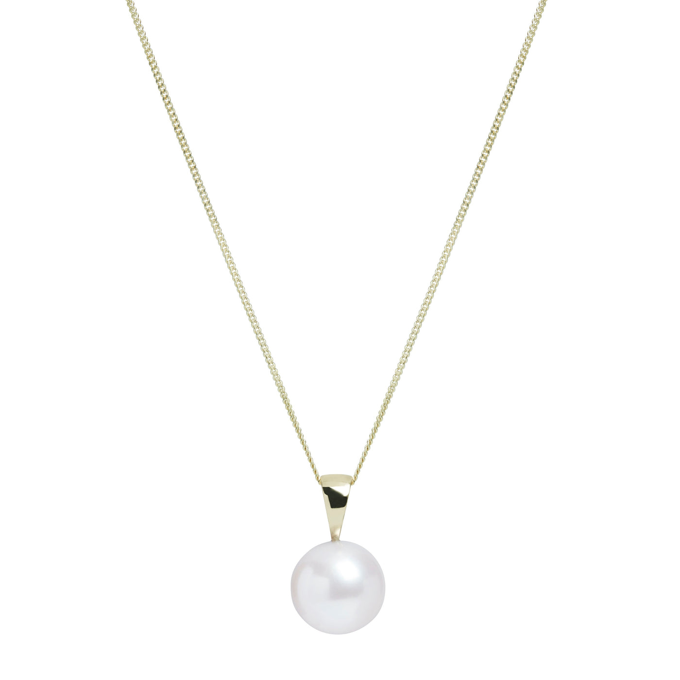 10-10.5mm Round White Freshwater Pearl 9ct Yellow Gold Pendant
