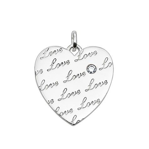 Thomas Sabo Diamond Love Heart Disc Sterling Silver Pendant PE0018-153-14