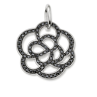 Thomas Sabo Silver and Black Cubic Zirconia Small Flower Sterling Silver Pendant PE520-051-11