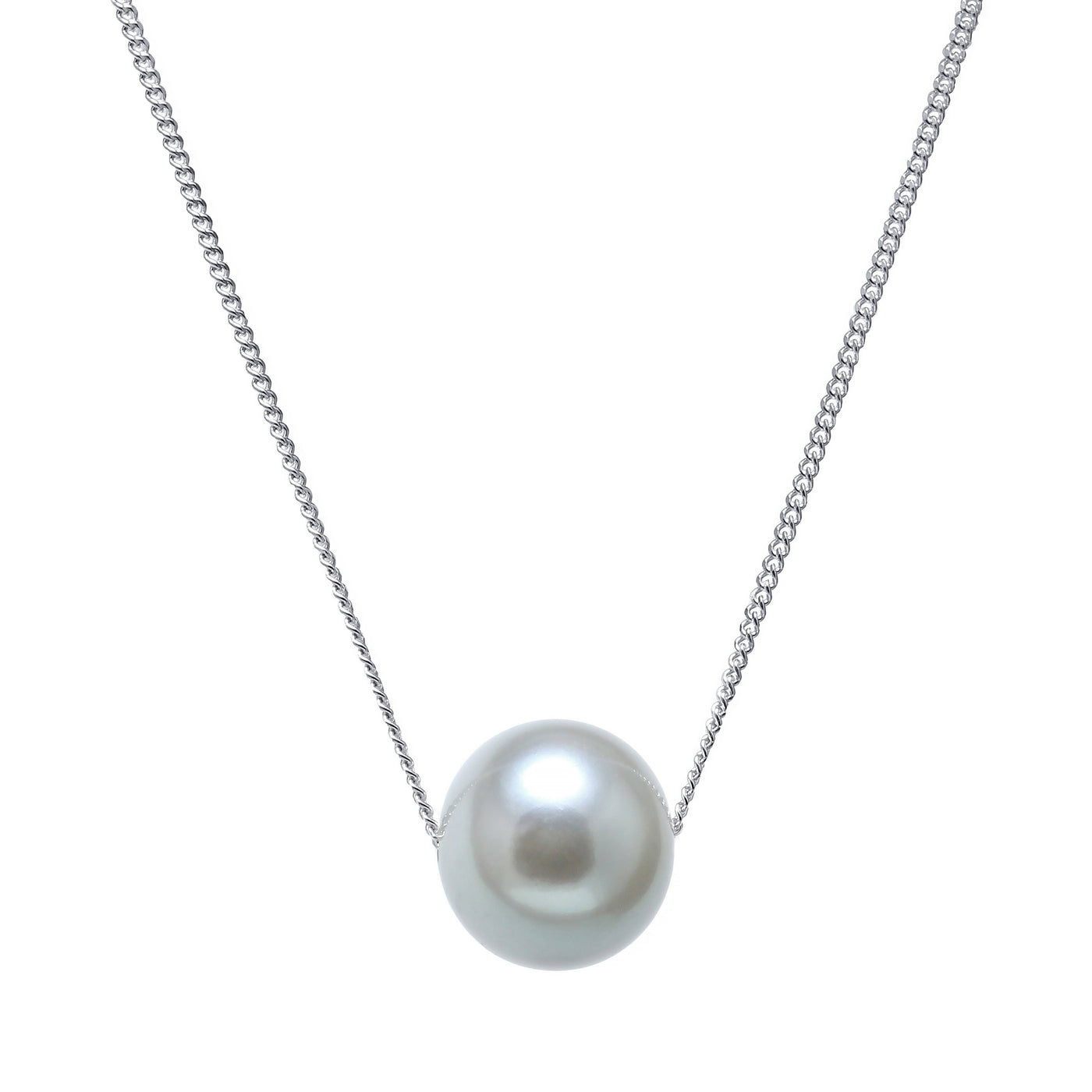 9.5mm Grey Cultured Pearl Sterling Silver Necklace