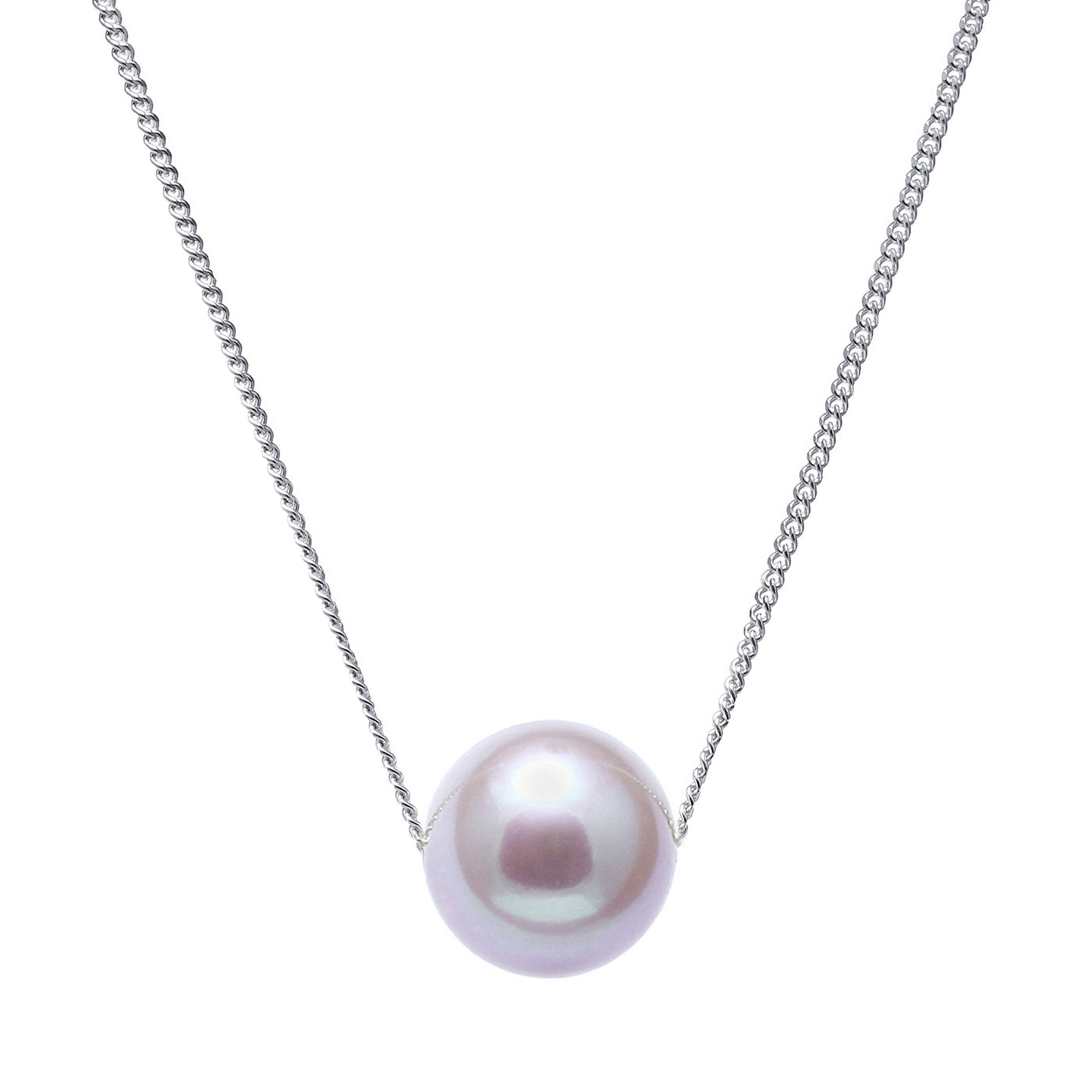 9.5mm Pink Cultured Pearl Sterling Silver Necklace