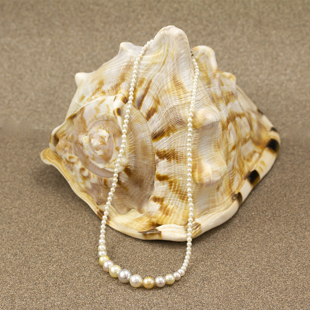 Graduated Natural Pastel Colours Cultured Akoya Pearl 17