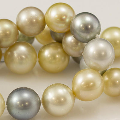 10-13mm Pastel Coloured Cultured South Sea Pearl Graduated Necklace 18” Length - GoldArts