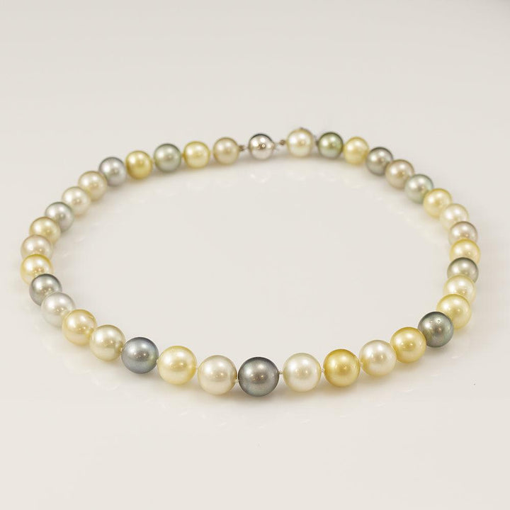13mm White, Silver & Golden South Sea Pearl Necklace 18” Brighton