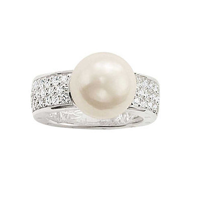 Thomas Sabo Sterling Silver Pearl & Cubic Zirconia Ring TR1848-054-14