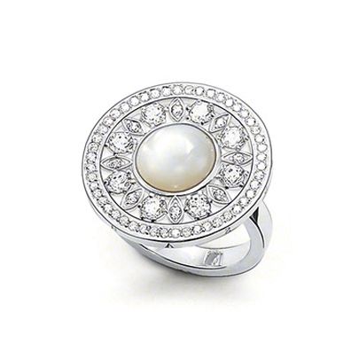 Thomas Sabo Sterling Silver Mother of Pearl Large Circle Ring TR1957-030-14