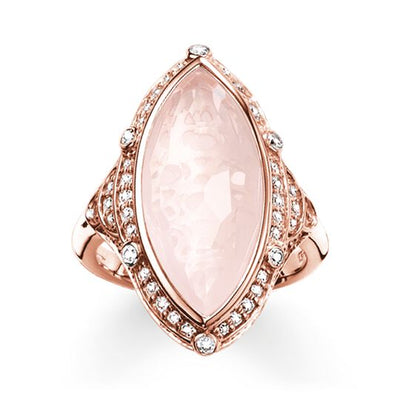 Thomas Sabo Rose Gold Marquise Pink Quartz Purity of Lotus Ring TR2041-537-9