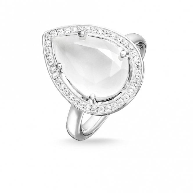 Thomas Sabo Sterling Silver Pear Shape Milky Quartz Maharani Ring TR2043-690-14