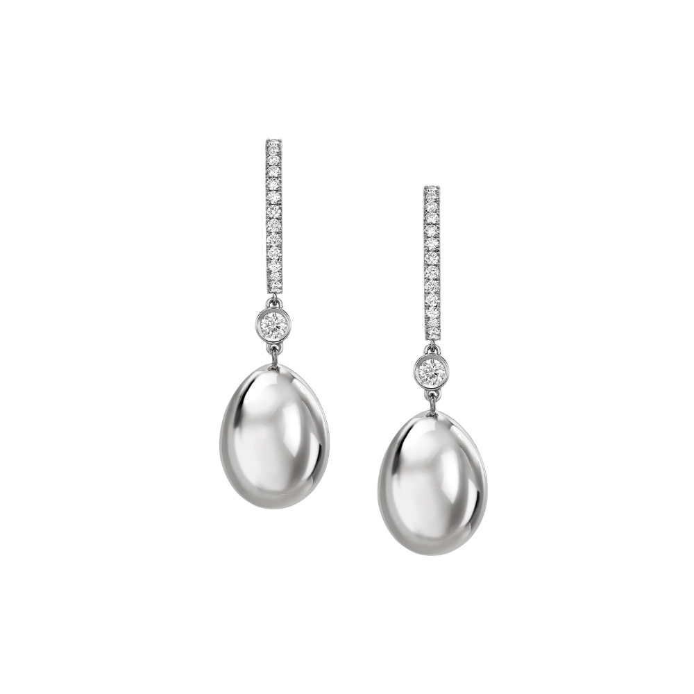 Fabergé Essence White Gold Diamond Set Egg Drop Earrings