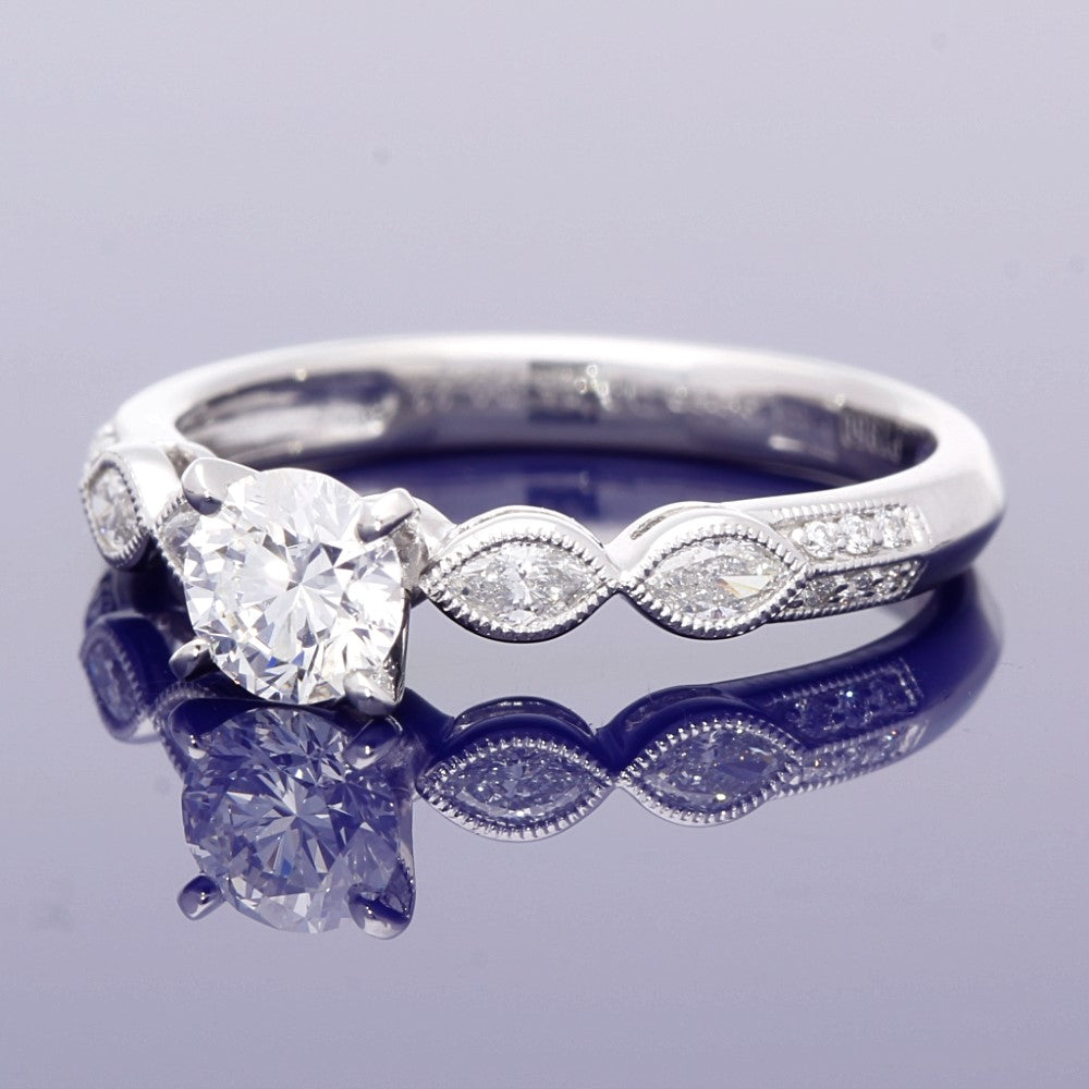 Platinum 0.56ct Solitaire with Diamond Set Shoulders Ring