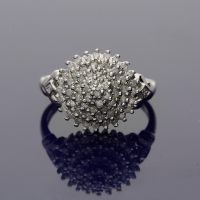 9ct White Gold Diamond Cluster Ring