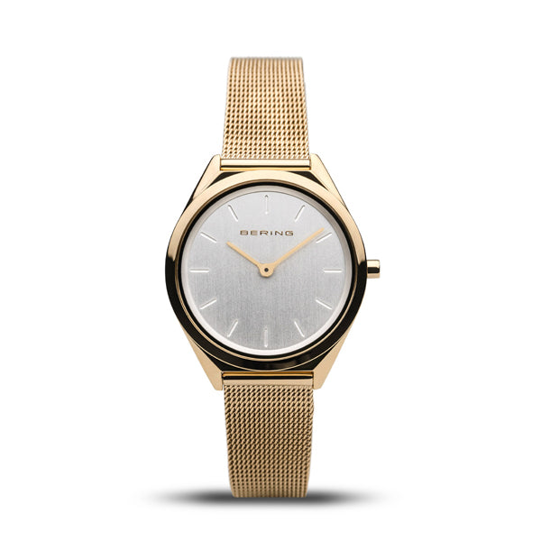 Ladies Bering Classic 31mm Gold PVD Stainless Steel Quartz Milanese Bracelet Watch, 17031-334