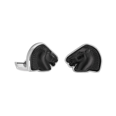 Lalique Mascottes Cheval Cufflinks, 10604500 - Black Crystal