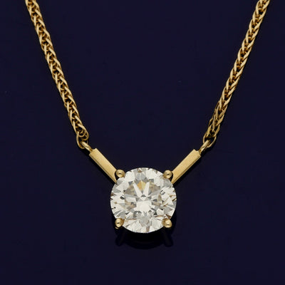 18ct Yellow Gold Certificated 1.50ct Diamond Solitaire Pendant Necklace