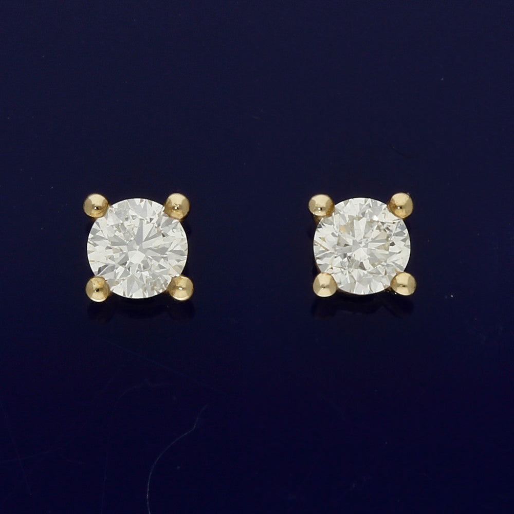 9ct Yellow Gold 0.50ct Diamond Stud Earrings