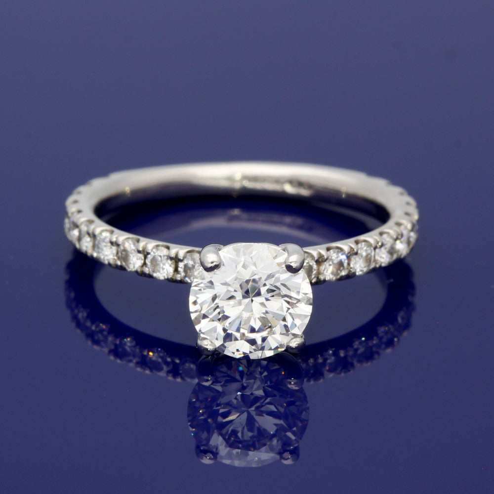 Platinum Certificated 1.26ct Diamond Solitaire Engagement Ring with Diamond Shoulders