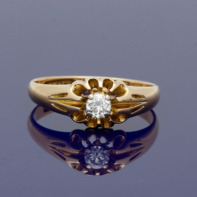 18ct Yellow Gold Vintage Diamond Solitaire Ring