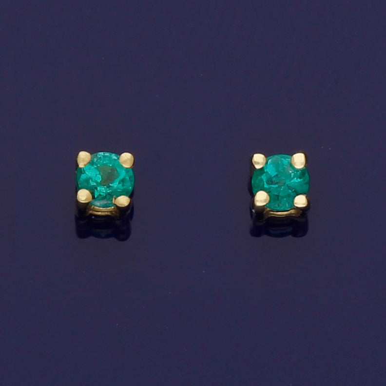 18ct Yellow Gold Emerald 2.5mm Stud Earrings