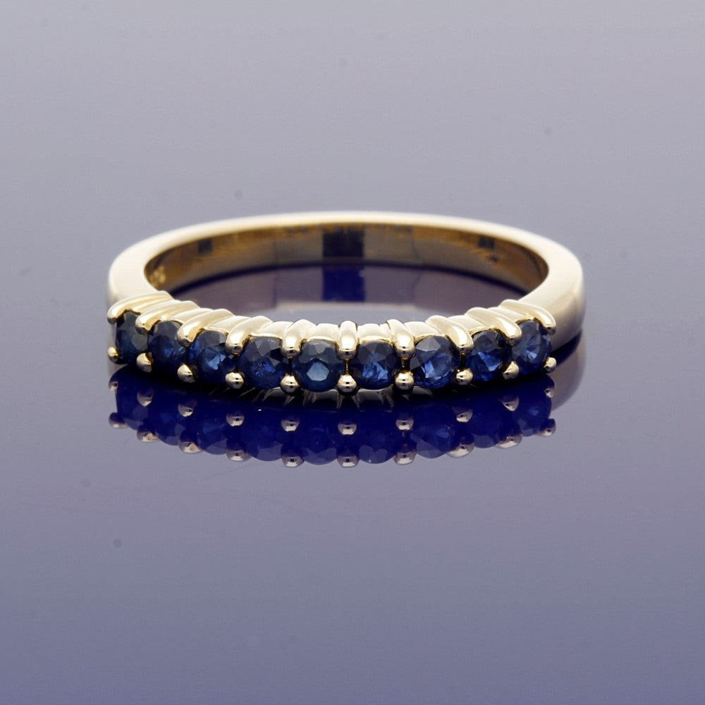 9ct Yellow Gold Sapphire Claw Set Half Eternity Ring