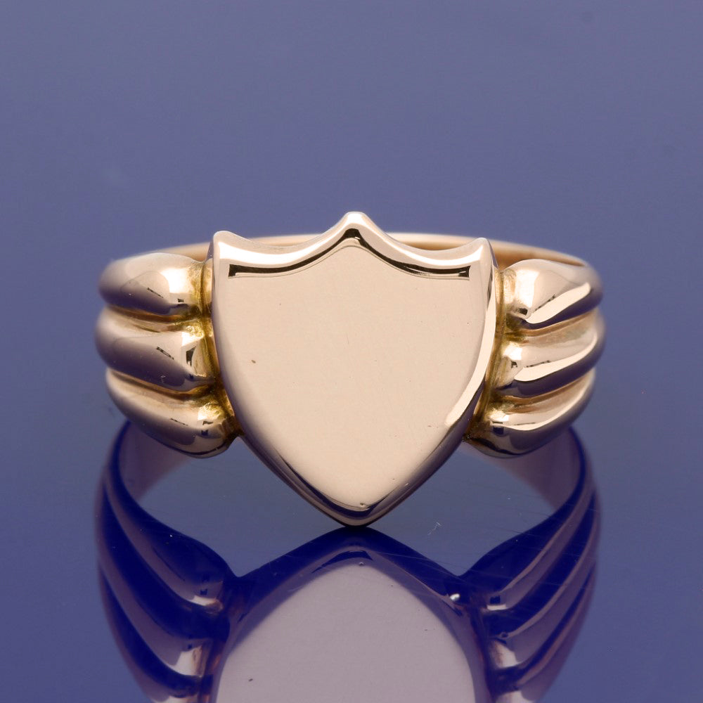 Vintage 9ct Rose Gold Shield Signet Ring