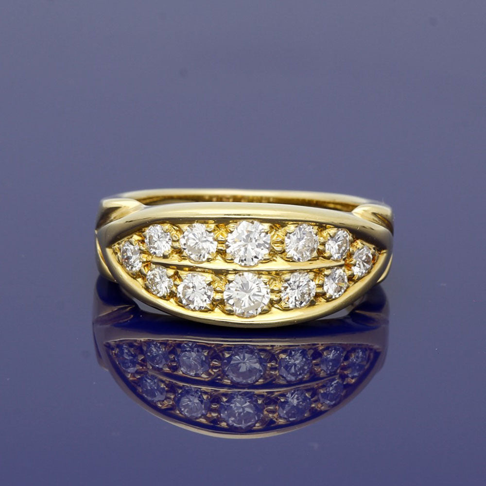 Vintage 18ct Yellow Gold Diamond Boat Ring