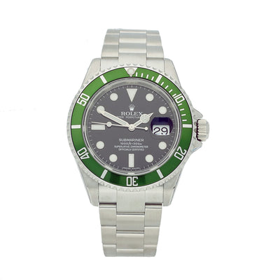 Pre-owned Rolex Submariner 'Kermit' Stainless Steel Bracelet Watch, 16610