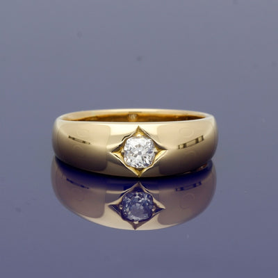 Antique 18ct Yellow Gold Old Cut Diamond Gypsy Ring