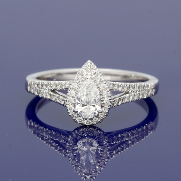 Pear Diamond Platinum Engagement Rings