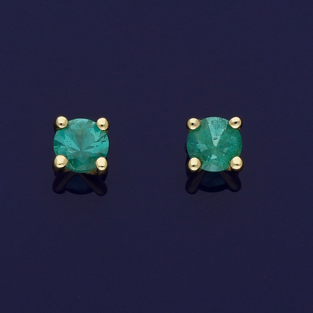 18ct Yellow Gold Emerald 4mm Stud Earrings