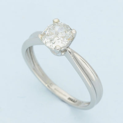 Platinum and Old Cut Diamond Solitaire Engagement Ring