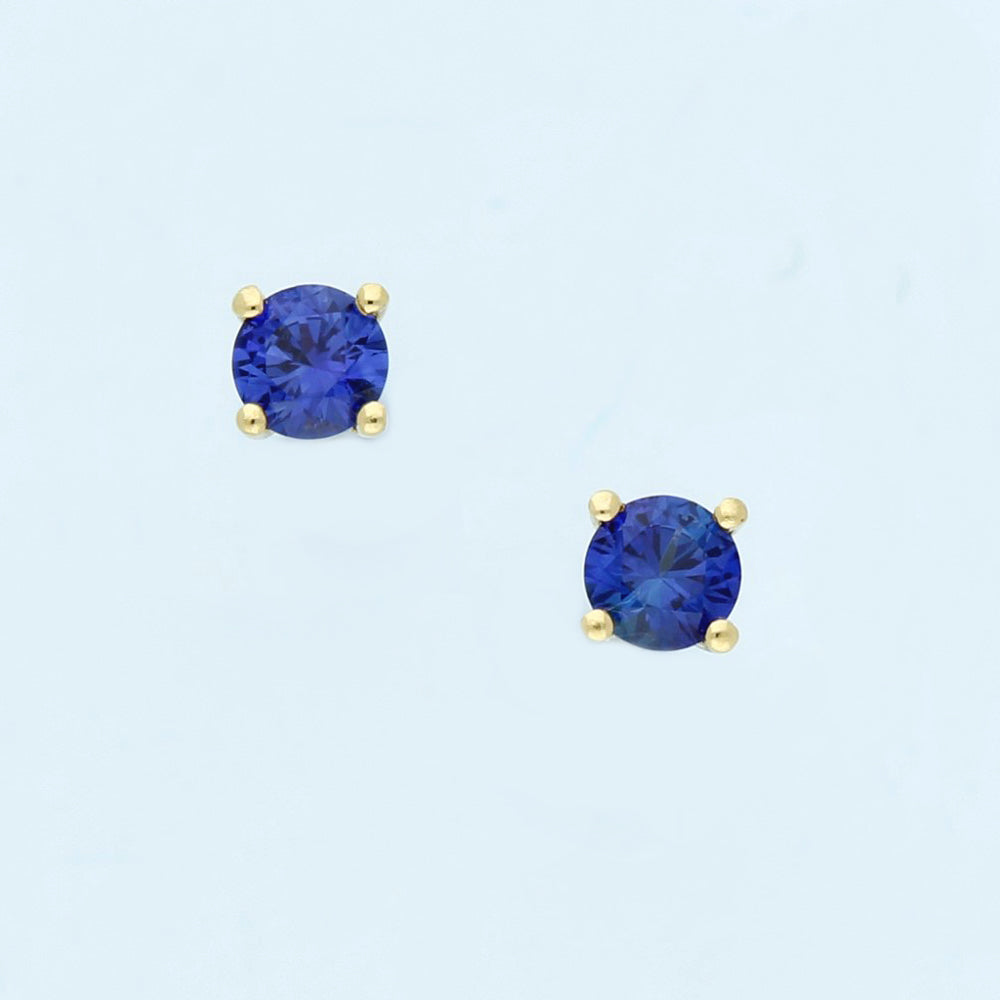 18ct Yellow Gold Blue Sapphire Stud Earrings - 3mm