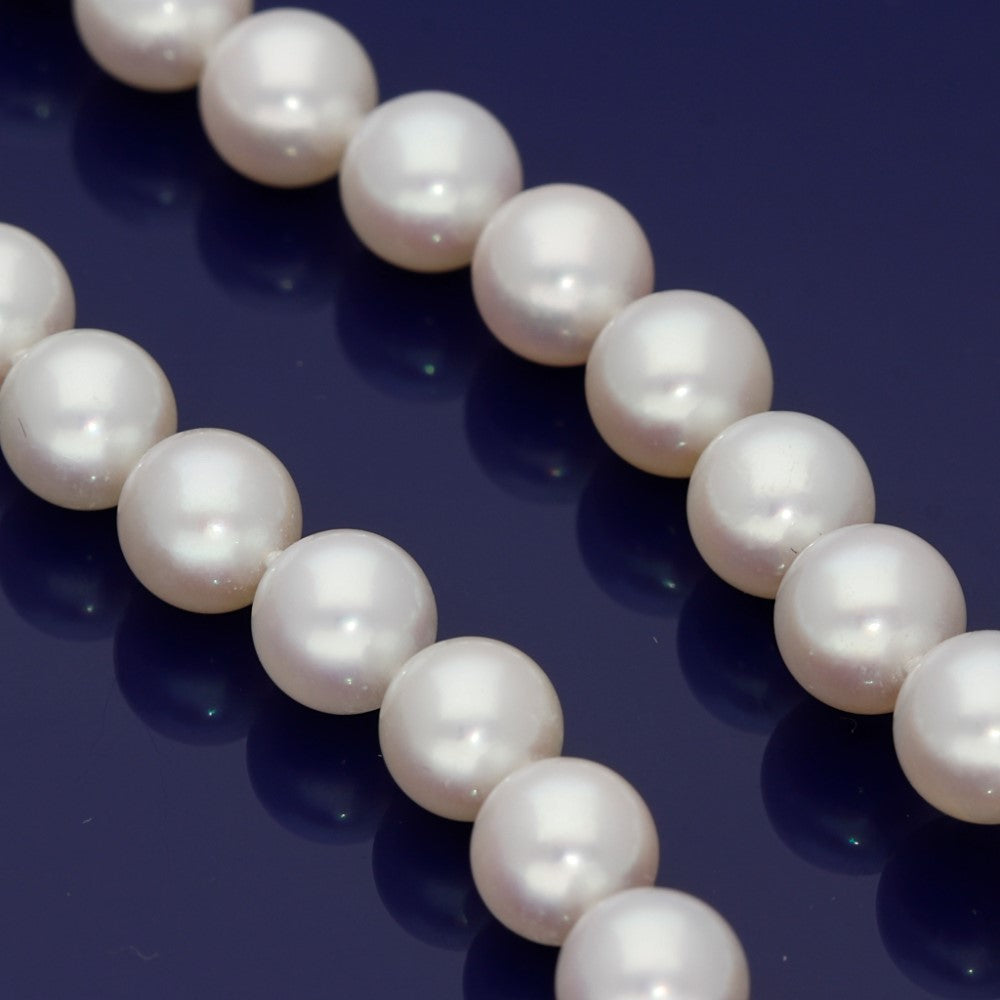 7-7.5mm White Cultured Akoya Pearl Necklace 18"