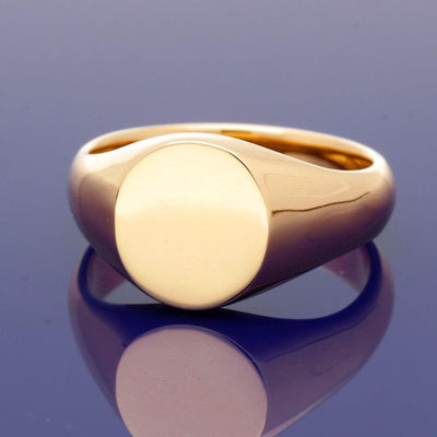 18ct Rose Gold Medium Oval 12 x 11mm Solid Signet Ring - Gold Arts Designed Signet Range - GoldArts