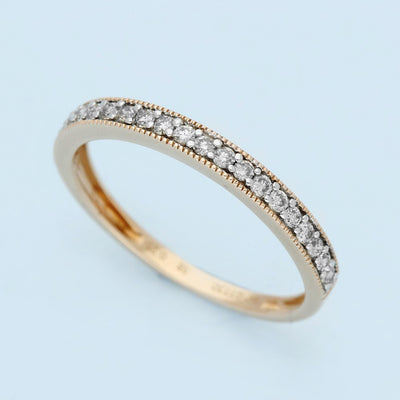 9ct Rose Gold Milled Edge Diamond Eternity Ring