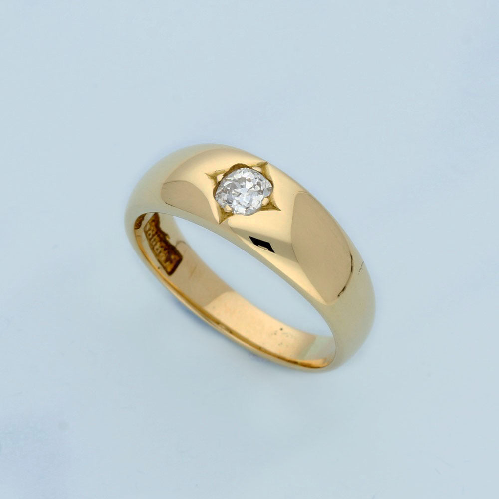 Antique 18ct Yellow Gold Old Cut Diamond Gypsy Ring