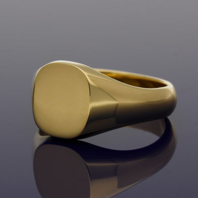 18ct Yellow Gold Medium Cushion 12 x 11mm Solid Signet Ring - Gold Arts Designed Signet Range