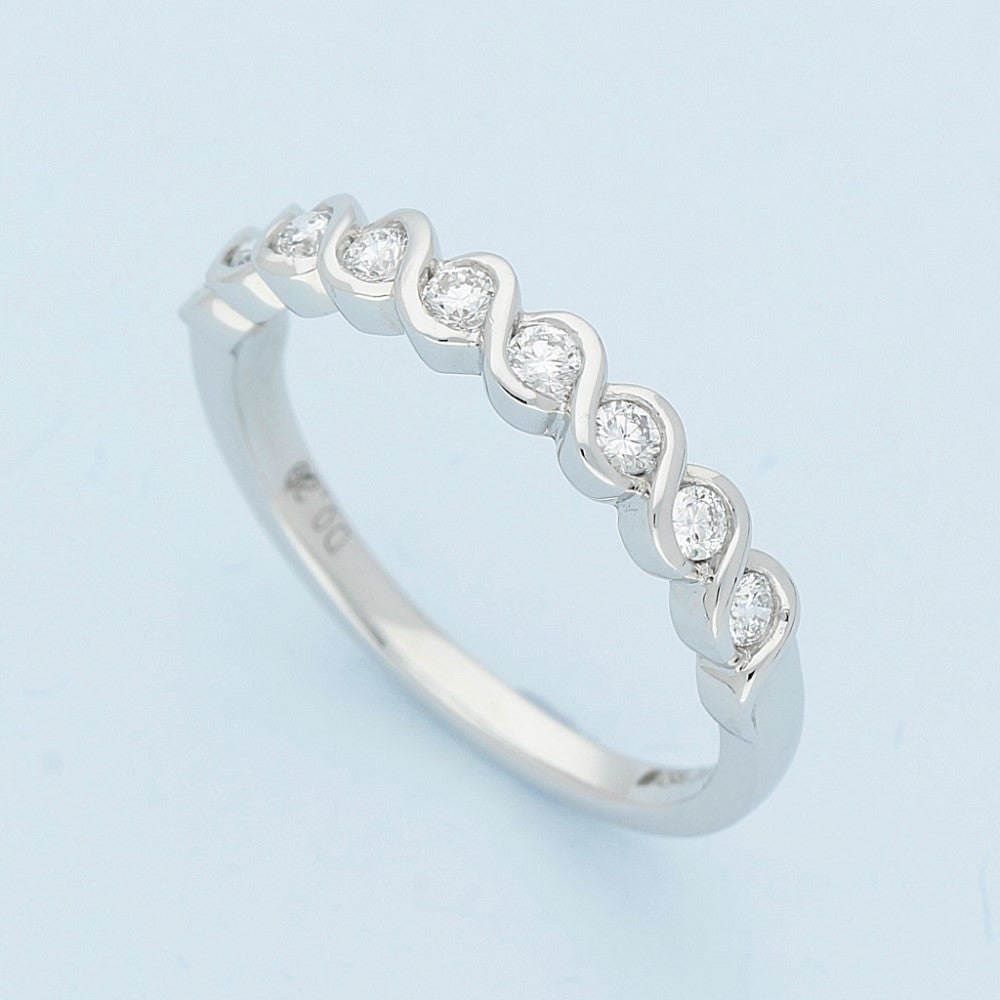 Platinum Bezel Set Diamond Half Eternity Ring