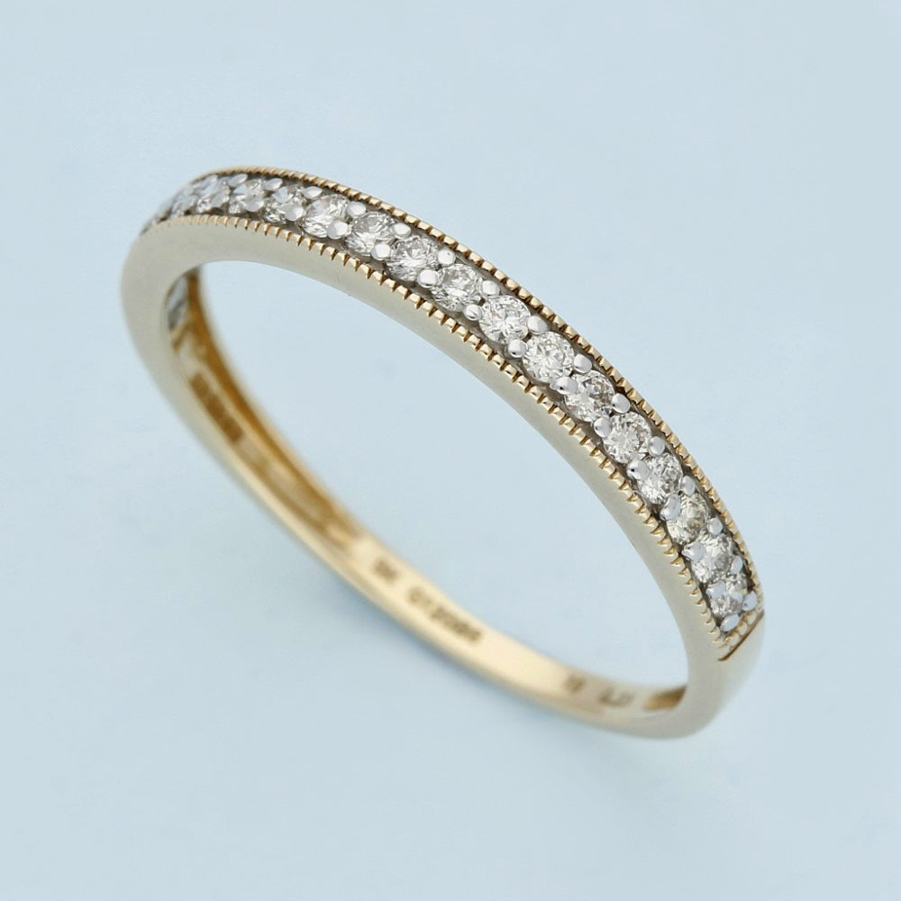 9ct Yellow Gold Milled Edge Diamond Eternity Ring