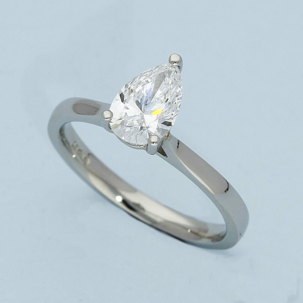 Platinum Laboratory-Grown 1ct Pear Cut Diamond Solitaire Ring