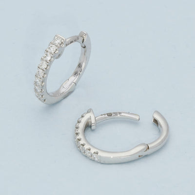 18ct White Gold Diamond Small Hoop Earrings