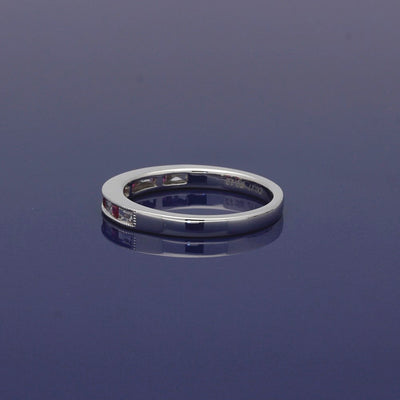 18ct White Gold Ruby & Baguette Cut Diamond Half Eternity Ring