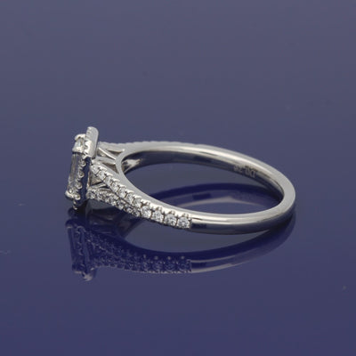Platinum Certificated Emerald Cut Diamond Halo Ring