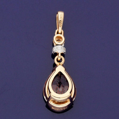 18ct Rose Gold Pear Shape Morganite and Diamond Drop Pendant - GoldArts