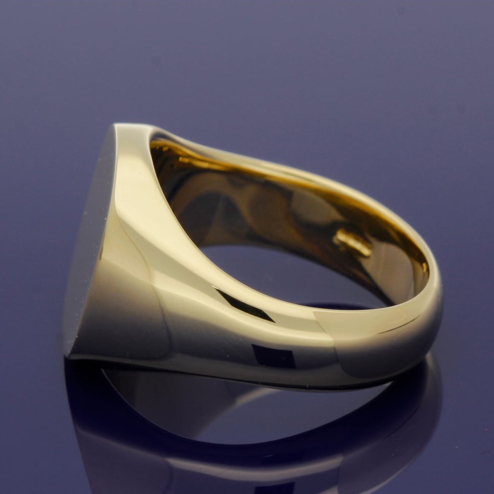 9ct Yellow Gold Large Cushion 15 x 14mm Solid Signet Ring - Gold Arts Design